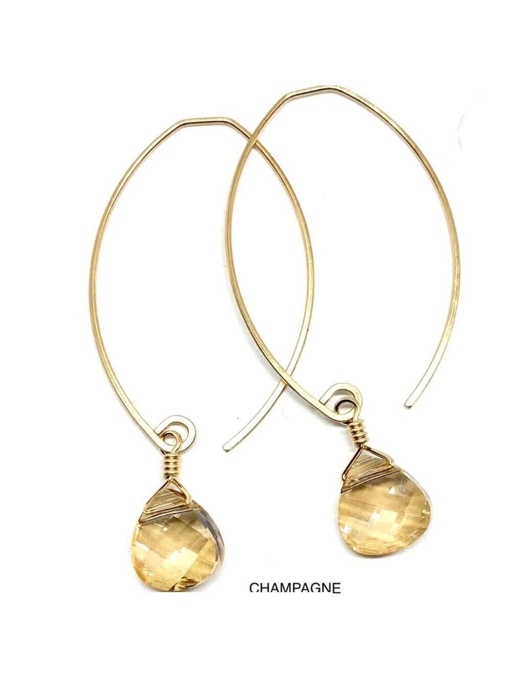 Noon Swarovski Hoop Earrings - Champagne NWOT